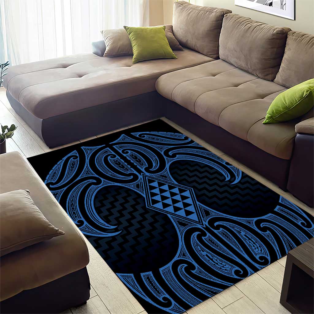 Kikorangi Maori Ta Moko Poutama Art Area Rug LT9 - Polynesian Pride