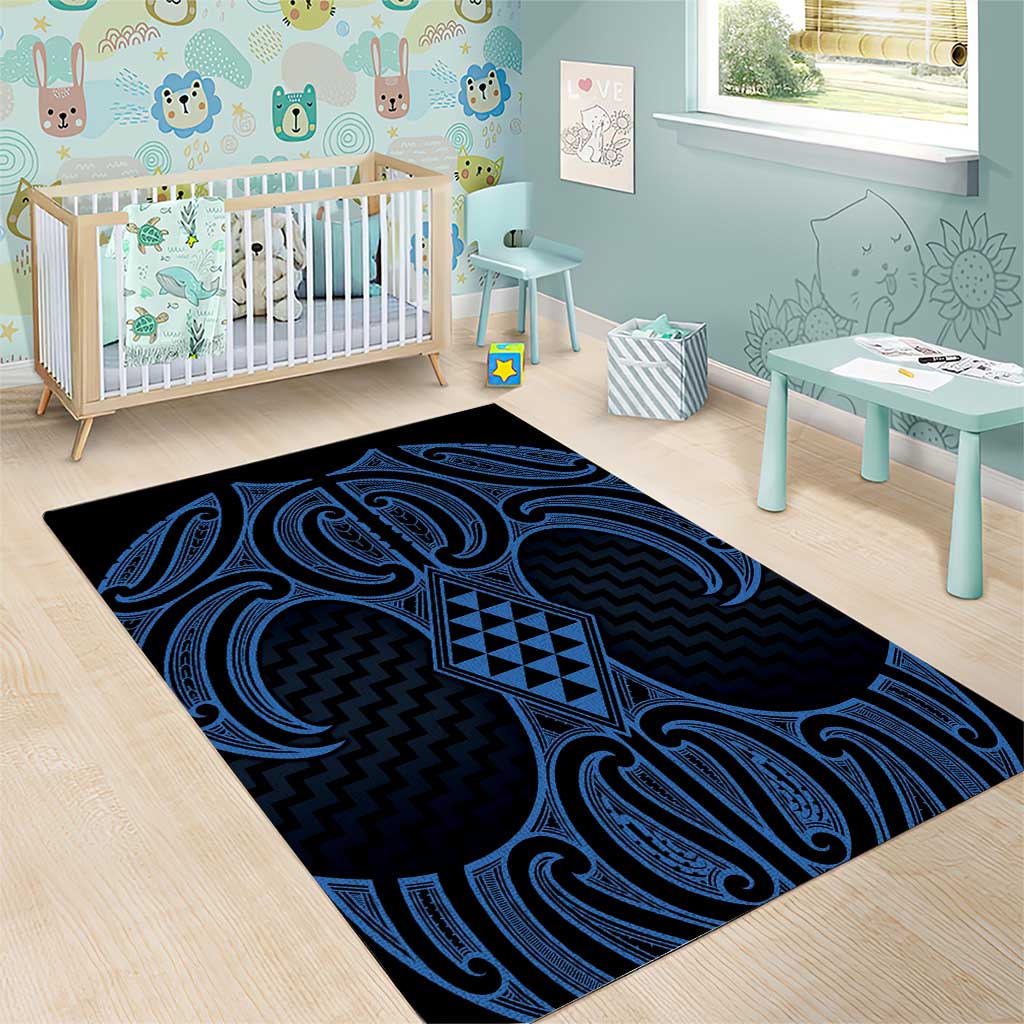 Kikorangi Maori Ta Moko Poutama Art Area Rug LT9 - Polynesian Pride