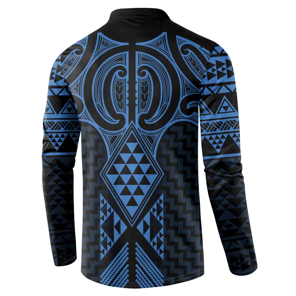 Kikorangi Maori Ta Moko Poutama Art Button Sweatshirt