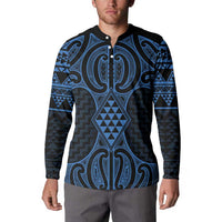 Kikorangi Maori Ta Moko Poutama Art Button Sweatshirt