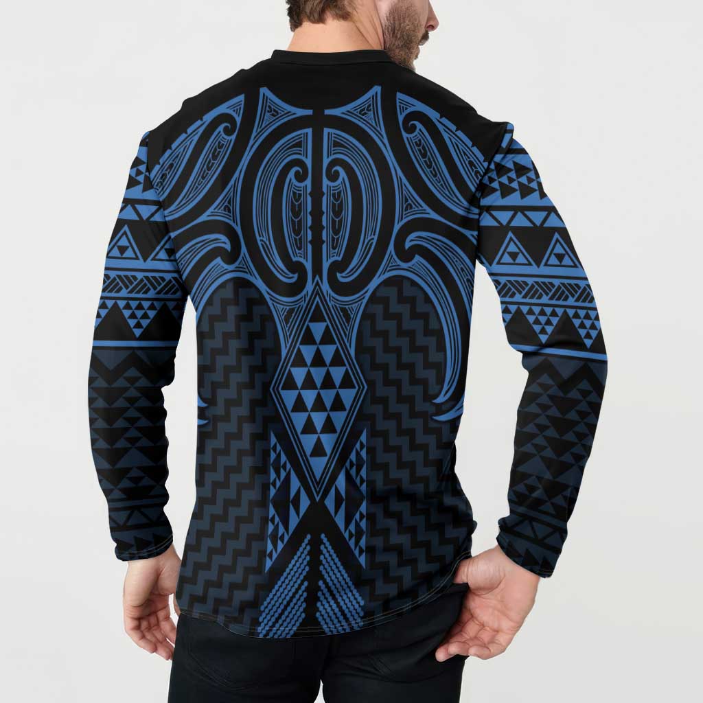 Kikorangi Maori Ta Moko Poutama Art Button Sweatshirt