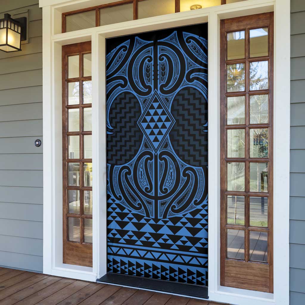 Kikorangi Maori Ta Moko Poutama Art Door Cover - Polynesian Pride