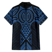 Kikorangi Maori Ta Moko Poutama Art Family Matching Off Shoulder Short Dress and Hawaiian Shirt
