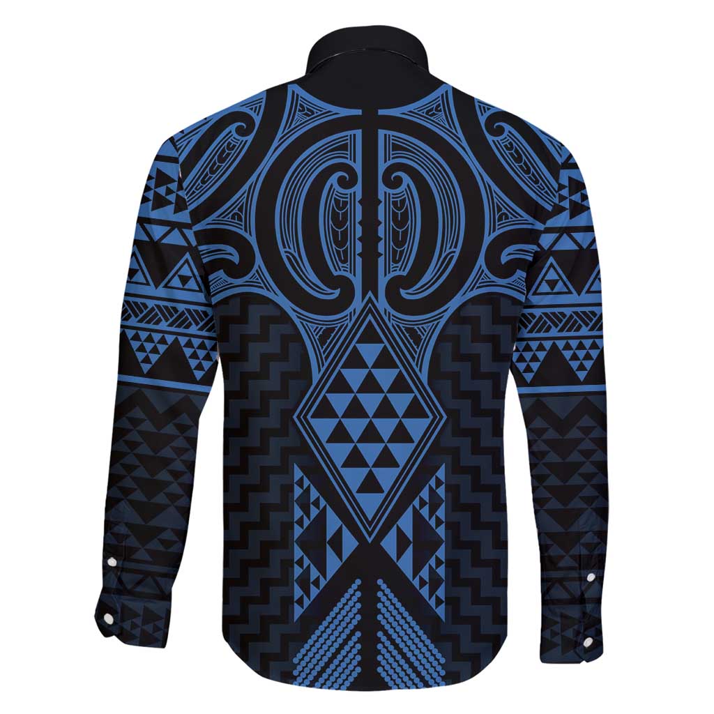 Kikorangi Maori Ta Moko Poutama Art Family Matching Summer Maxi Dress and Hawaiian Shirt LT9 - Polynesian Pride