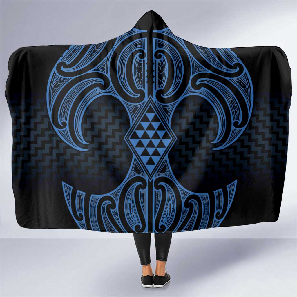 Kikorangi Maori Ta Moko Poutama Art Hooded Blanket