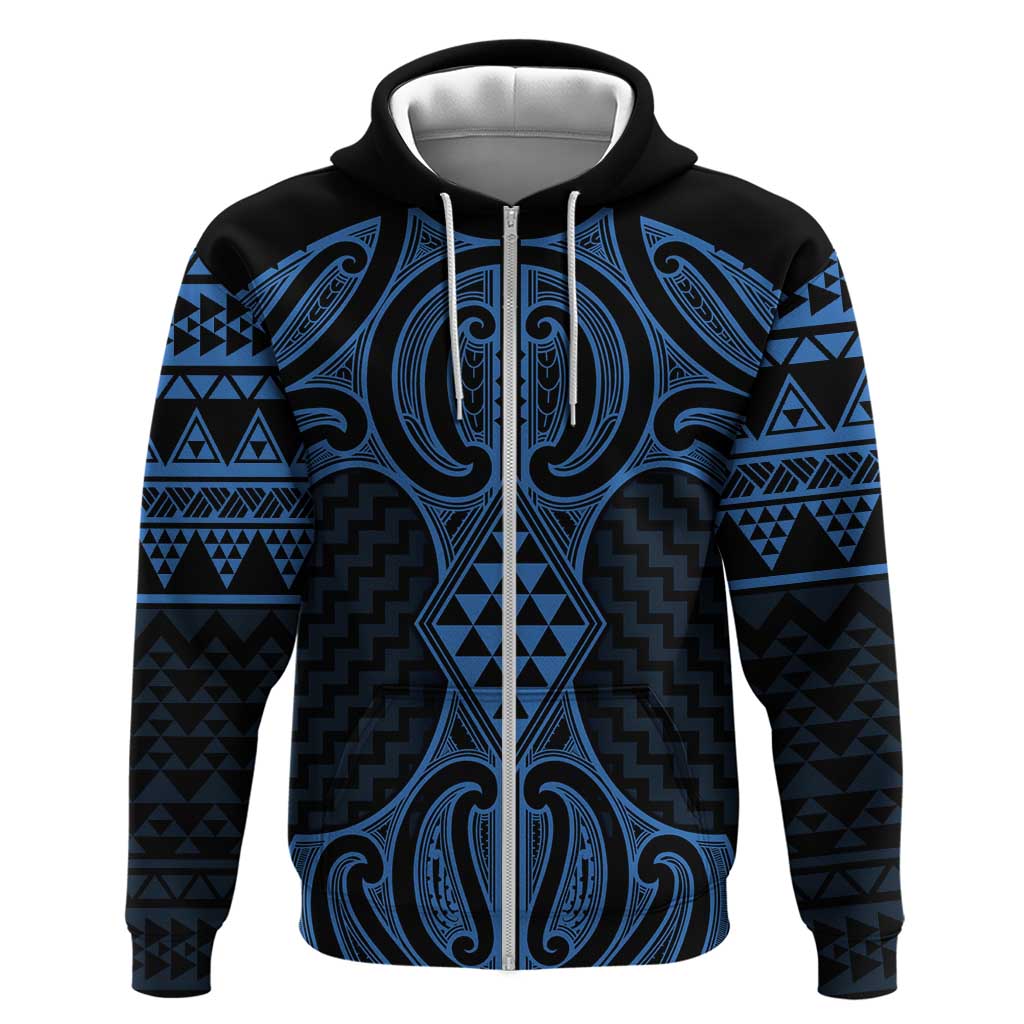 Kikorangi Maori Ta Moko Poutama Art Hoodie