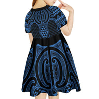 Kikorangi Maori Ta Moko Poutama Art Kid Short Sleeve Dress