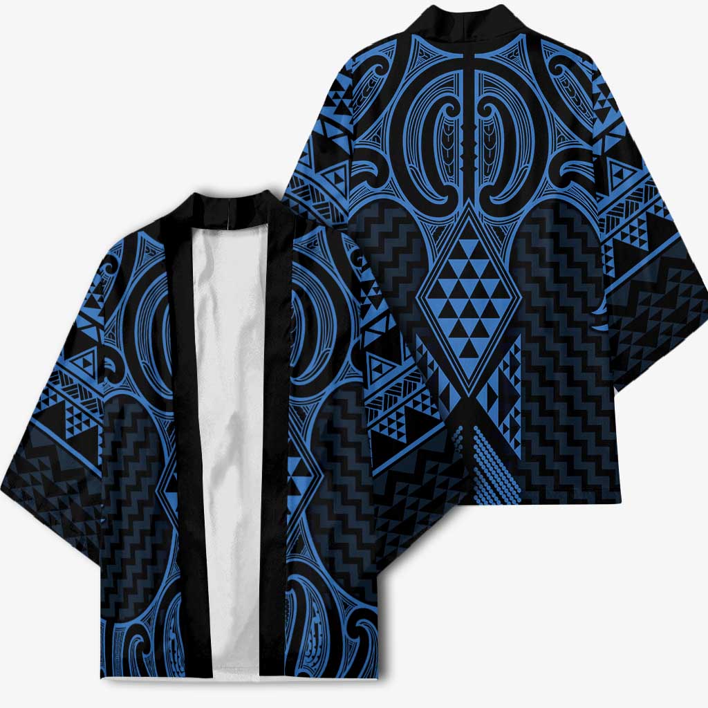 Kikorangi Maori Ta Moko Poutama Art Kimono - Polynesian Pride