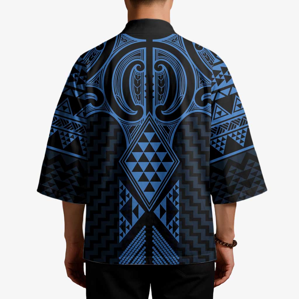 Kikorangi Maori Ta Moko Poutama Art Kimono - Polynesian Pride