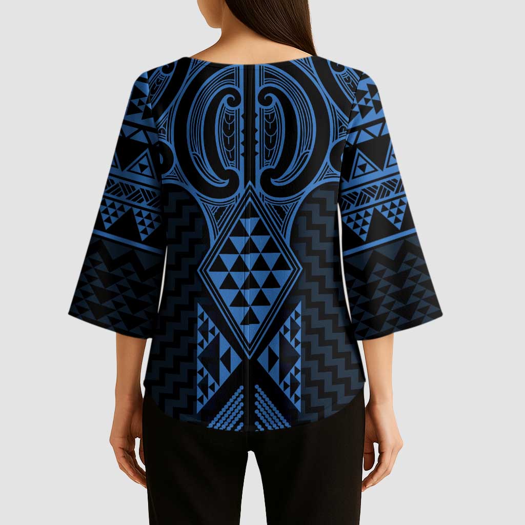 Kikorangi Maori Ta Moko Poutama Art Kimono Sleeve Blouse - Polynesian Pride