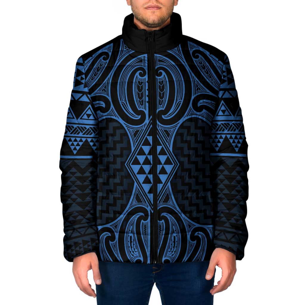 Kikorangi Maori Ta Moko Poutama Art Padded Jacket - Polynesian Pride