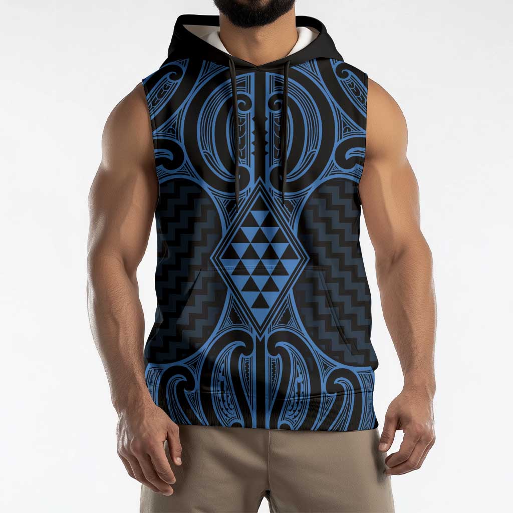 Kikorangi Maori Ta Moko Poutama Art Sleeveless Hoodie - Polynesian Pride