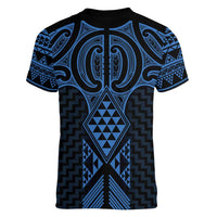 Kikorangi Maori Ta Moko Poutama Art Women V-Neck T-Shirt LT9 - Polynesian Pride