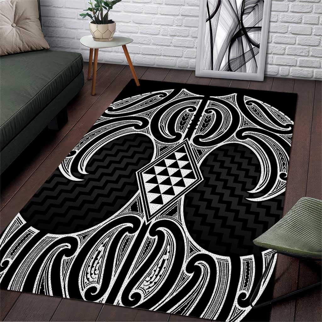 Ma Maori Ta Moko Poutama Art Area Rug LT9 White - Polynesian Pride