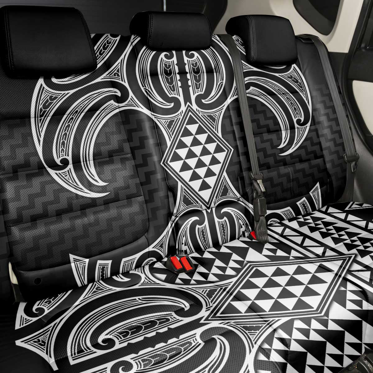 Ma Maori Ta Moko Poutama Art Back Car Seat Cover