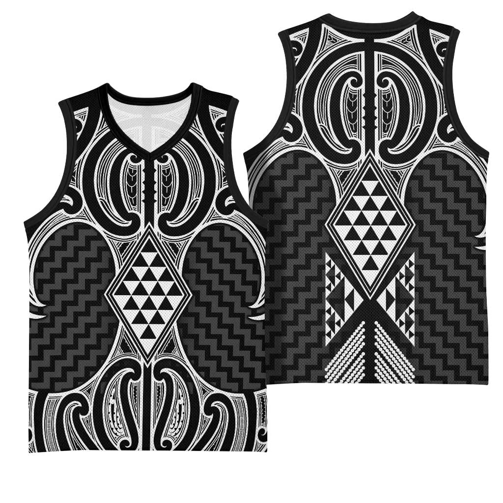 Ma Maori Ta Moko Poutama Art Basketball Jersey - Polynesian Pride