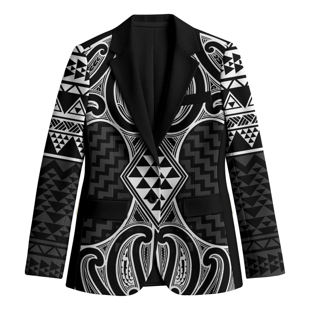Ma Maori Ta Moko Poutama Art Blazer LT9 Unisex White - Polynesian Pride