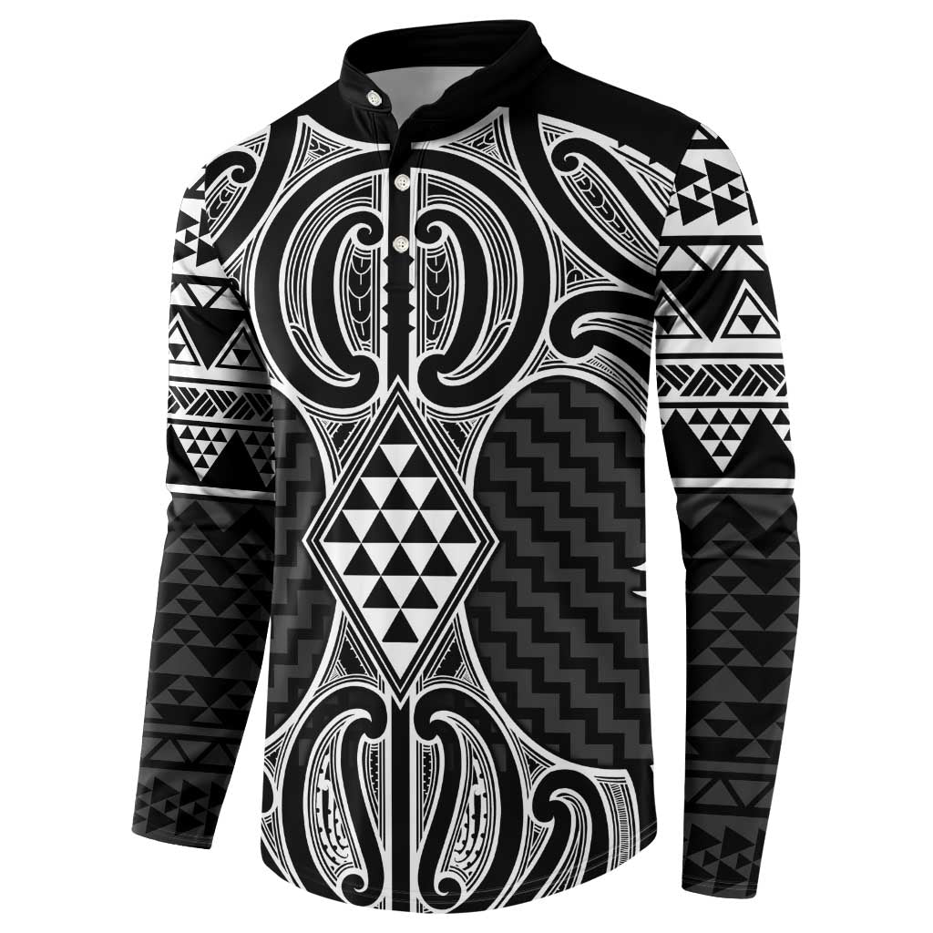 Ma Maori Ta Moko Poutama Art Button Sweatshirt LT9 - Polynesian Pride