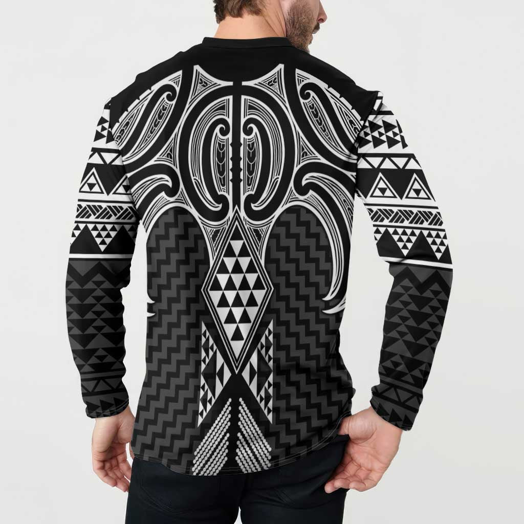Ma Maori Ta Moko Poutama Art Button Sweatshirt LT9 - Polynesian Pride