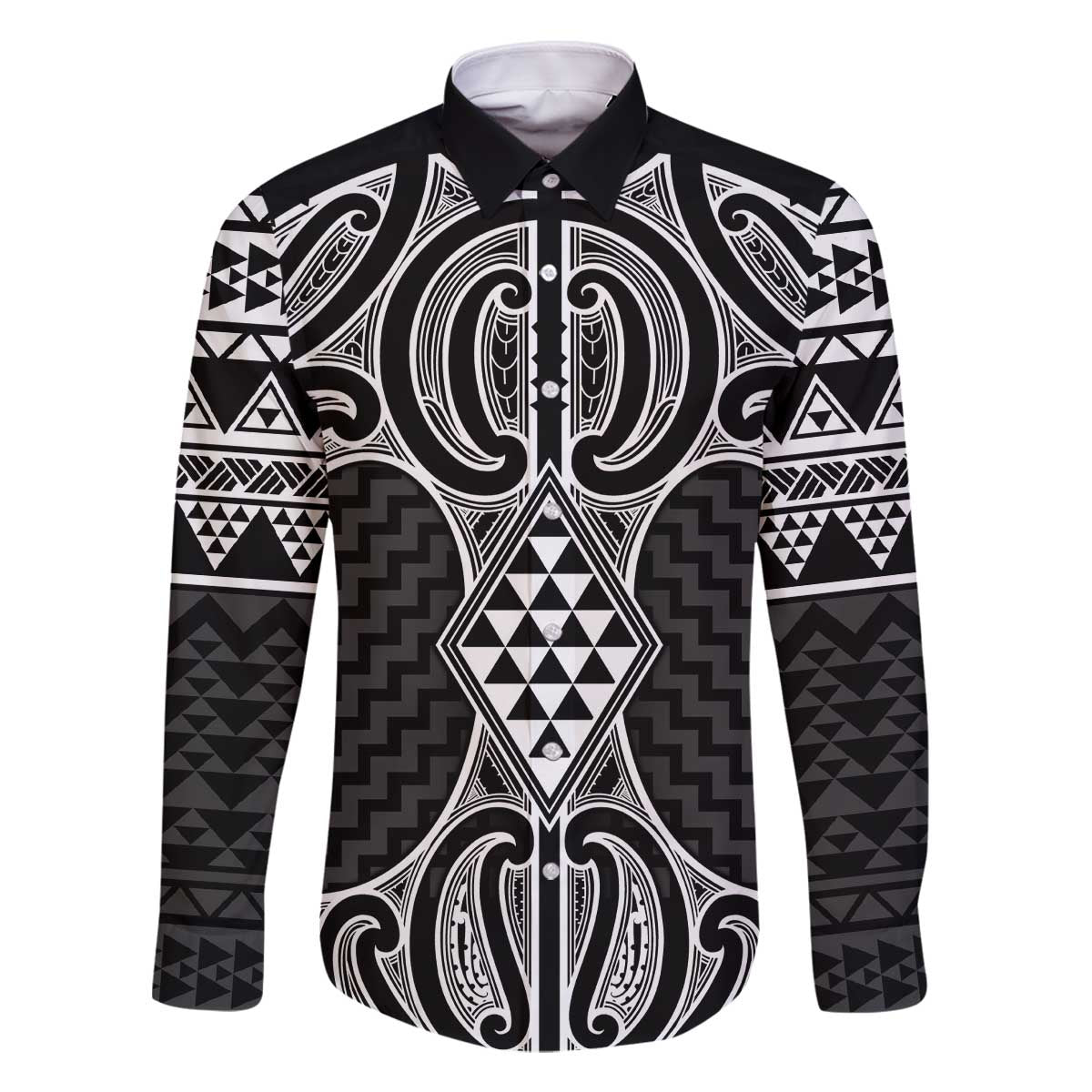 Ma Maori Ta Moko Poutama Art Family Matching Off The Shoulder Long Sleeve Dress and Hawaiian Shirt