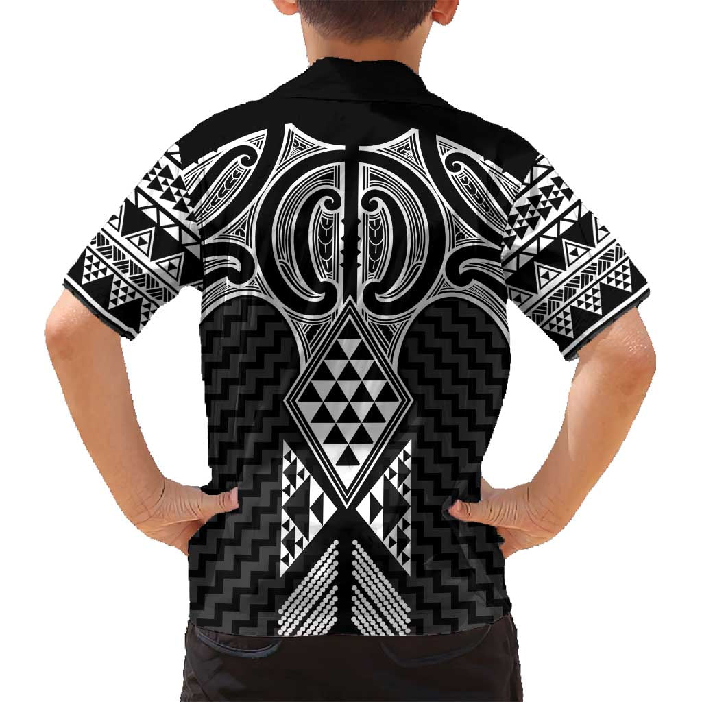 Ma Maori Ta Moko Poutama Art Family Matching Off Shoulder Maxi Dress and Hawaiian Shirt