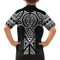 Ma Maori Ta Moko Poutama Art Family Matching Off Shoulder Short Dress and Hawaiian Shirt