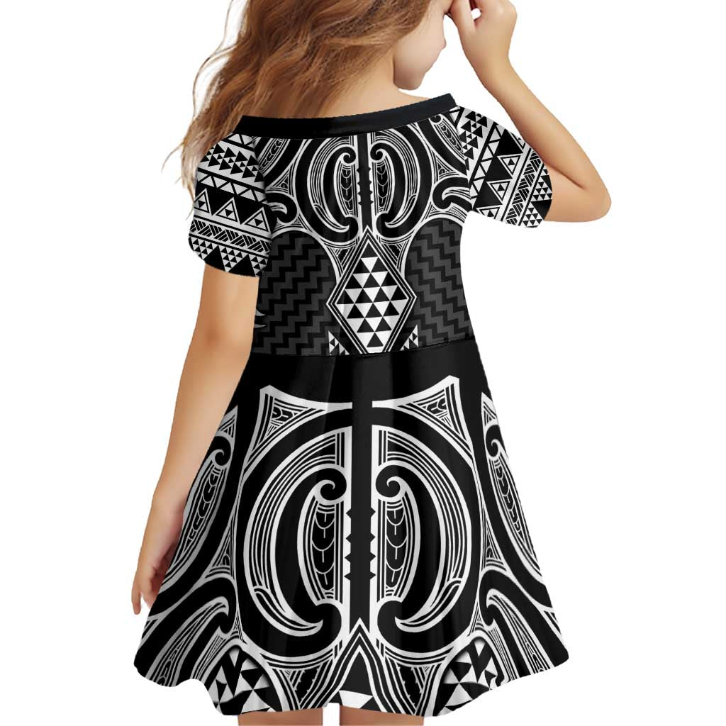 Ma Maori Ta Moko Poutama Art Family Matching Off Shoulder Short Dress and Hawaiian Shirt