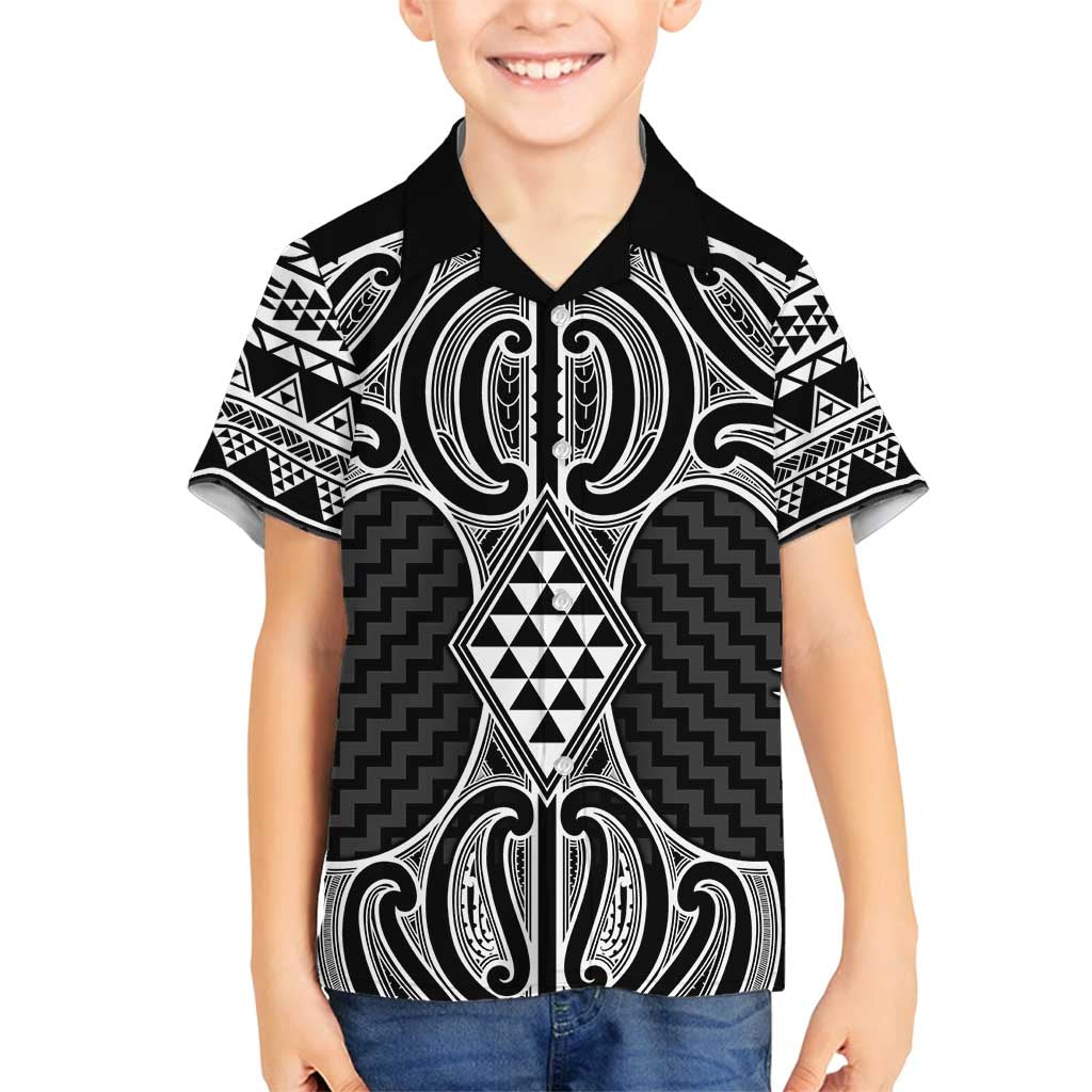 Ma Maori Ta Moko Poutama Art Family Matching Tank Maxi Dress and Hawaiian Shirt LT9 Son's Shirt White - Polynesian Pride