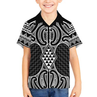 Ma Maori Ta Moko Poutama Art Family Matching Tank Maxi Dress and Hawaiian Shirt LT9 Son's Shirt White - Polynesian Pride