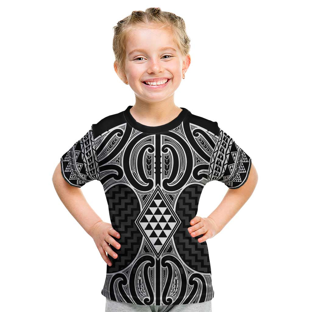 Ma Maori Ta Moko Poutama Art Kid T Shirt LT9 White - Polynesian Pride