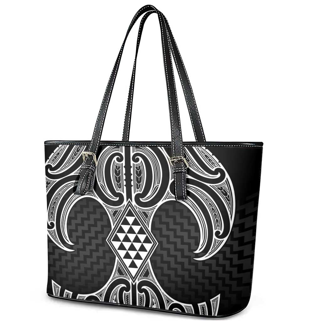 Ma Maori Ta Moko Poutama Art Leather Tote Bag LT9 - Polynesian Pride
