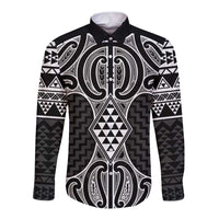Ma Maori Ta Moko Poutama Art Long Sleeve Button Shirt