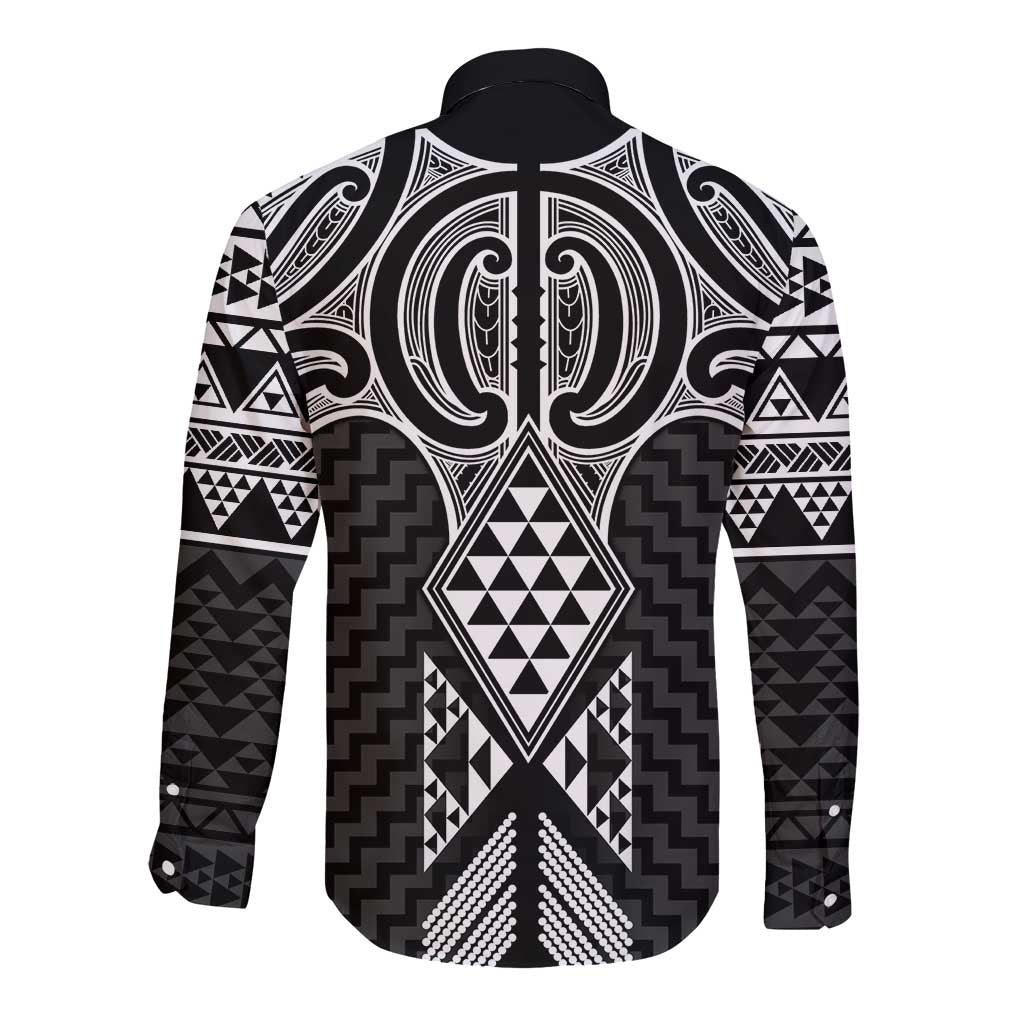 Ma Maori Ta Moko Poutama Art Long Sleeve Button Shirt