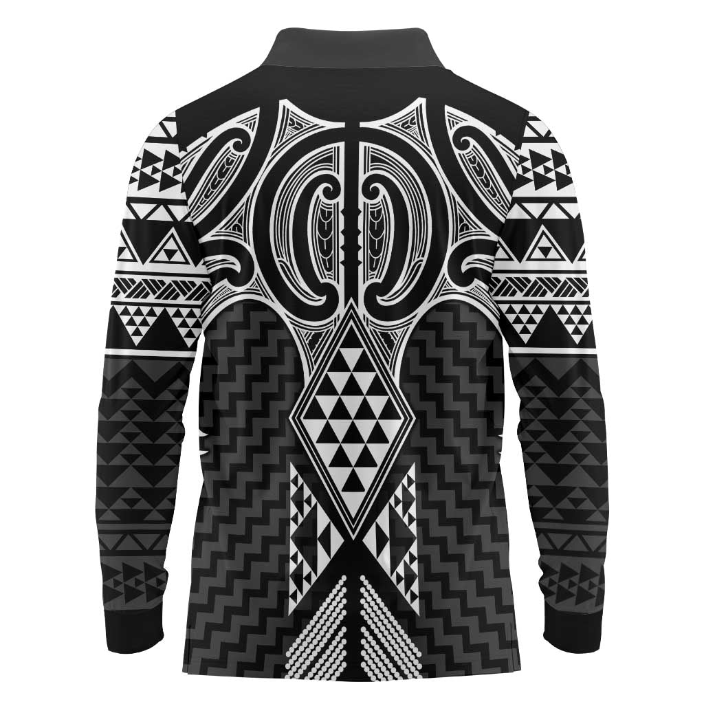 Ma Maori Ta Moko Poutama Art Long Sleeve Polo Shirt