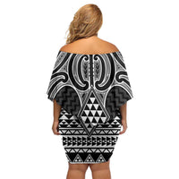 Ma Maori Ta Moko Poutama Art Off Shoulder Short Dress
