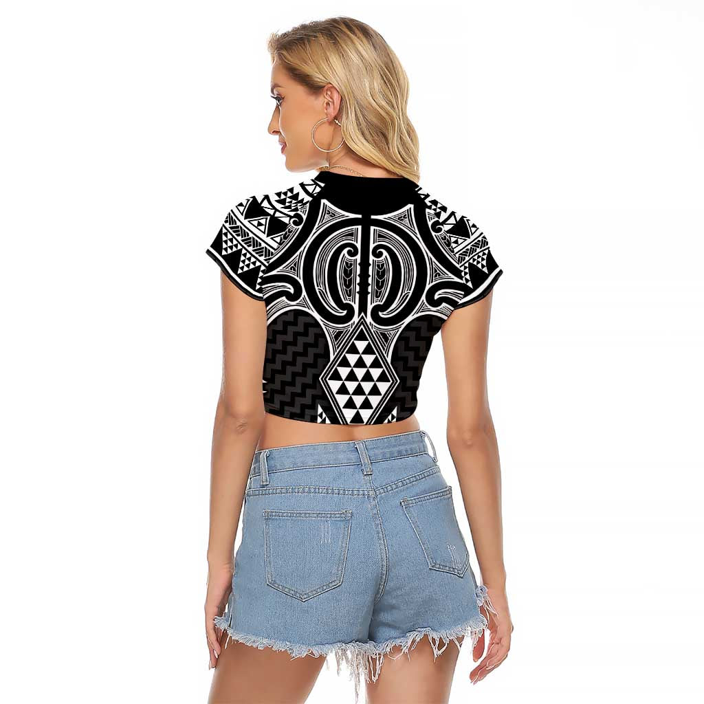 Ma Maori Ta Moko Poutama Art Raglan Cropped T Shirt LT9 - Polynesian Pride