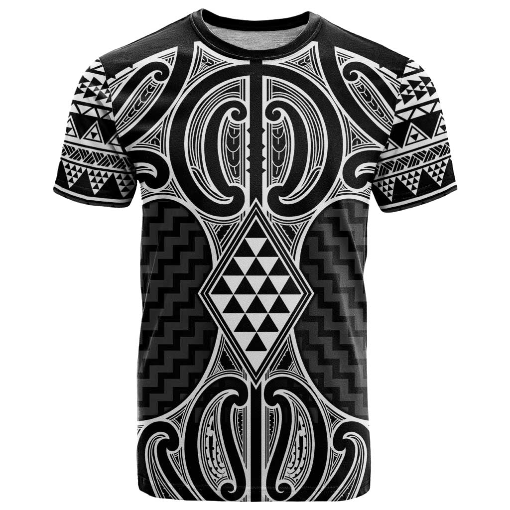 Ma Maori Ta Moko Poutama Art T Shirt LT9 White - Polynesian Pride