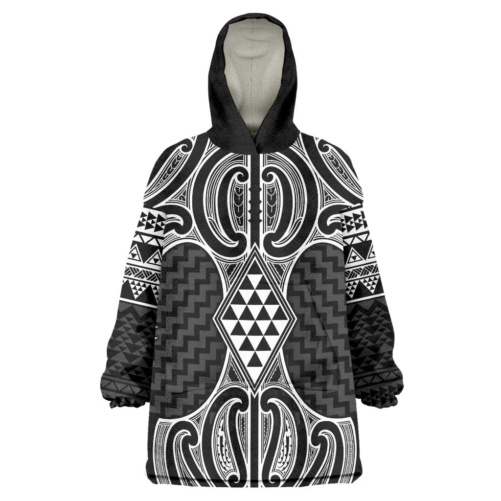 Ma Maori Ta Moko Poutama Art Wearable Blanket Hoodie