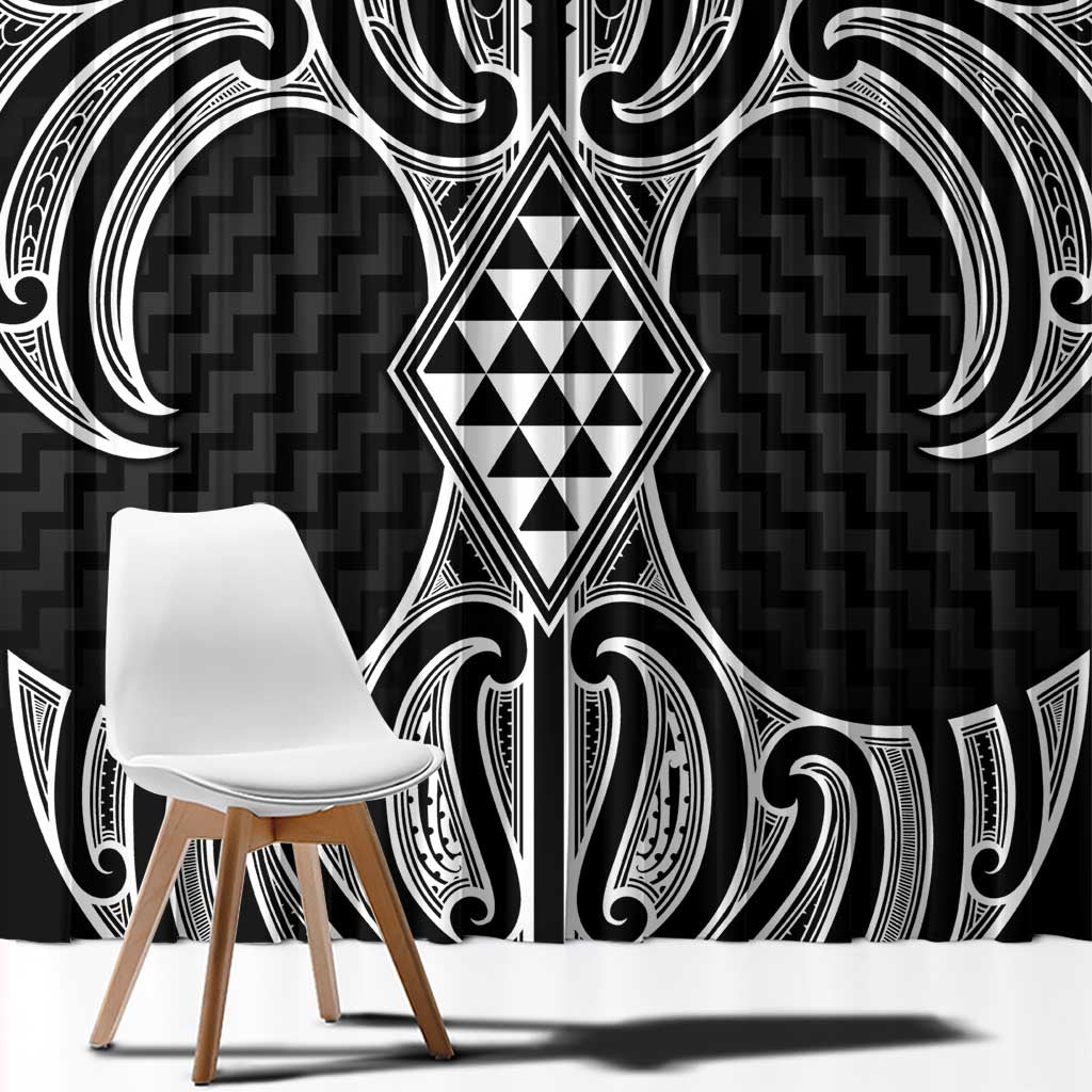 Ma Maori Ta Moko Poutama Art Window Curtain LT9 - Polynesian Pride