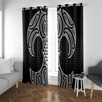 Ma Maori Ta Moko Poutama Art Window Curtain LT9 With Grommets White - Polynesian Pride