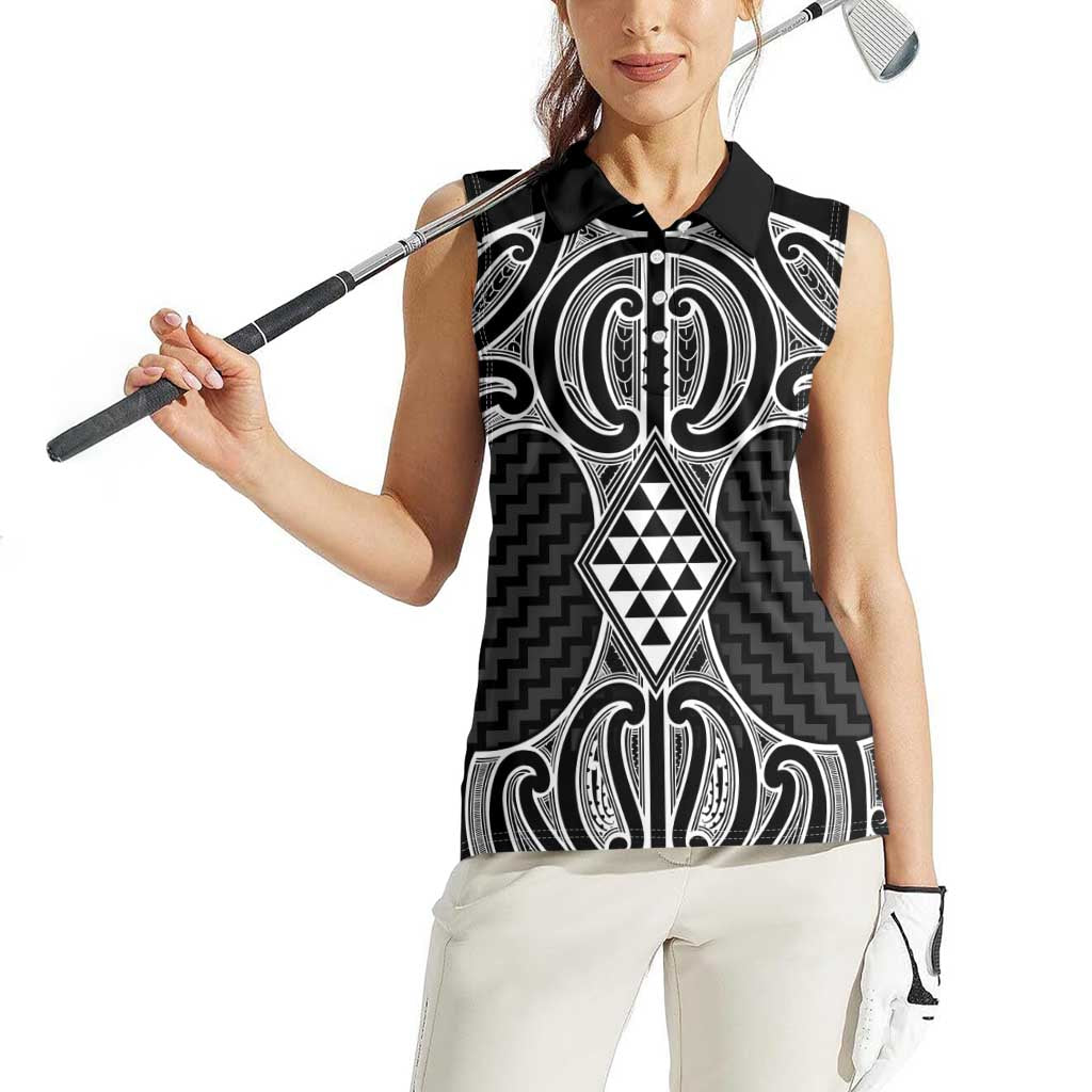 Ma Maori Ta Moko Poutama Art Women Sleeveless Polo Shirt