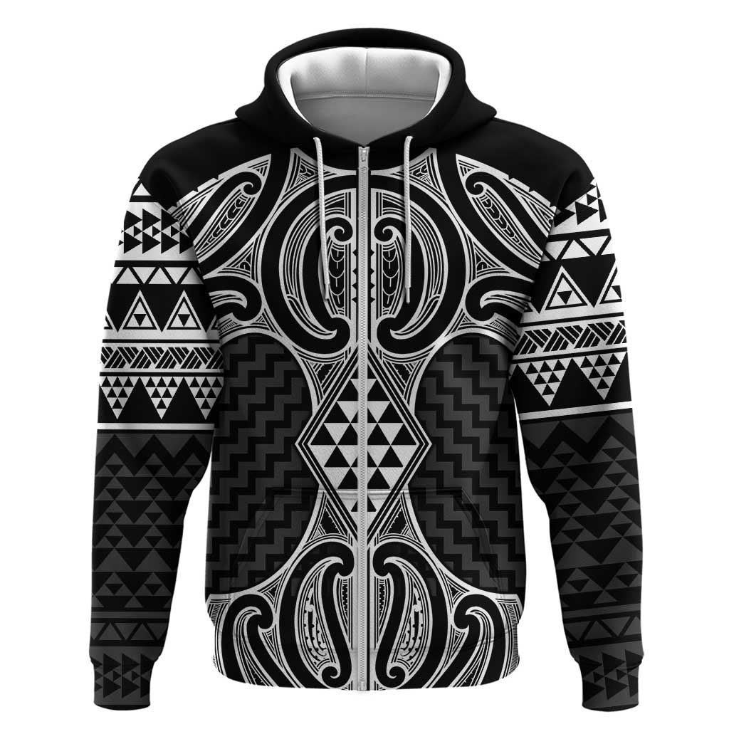 Ma Maori Ta Moko Poutama Art Zip Hoodie