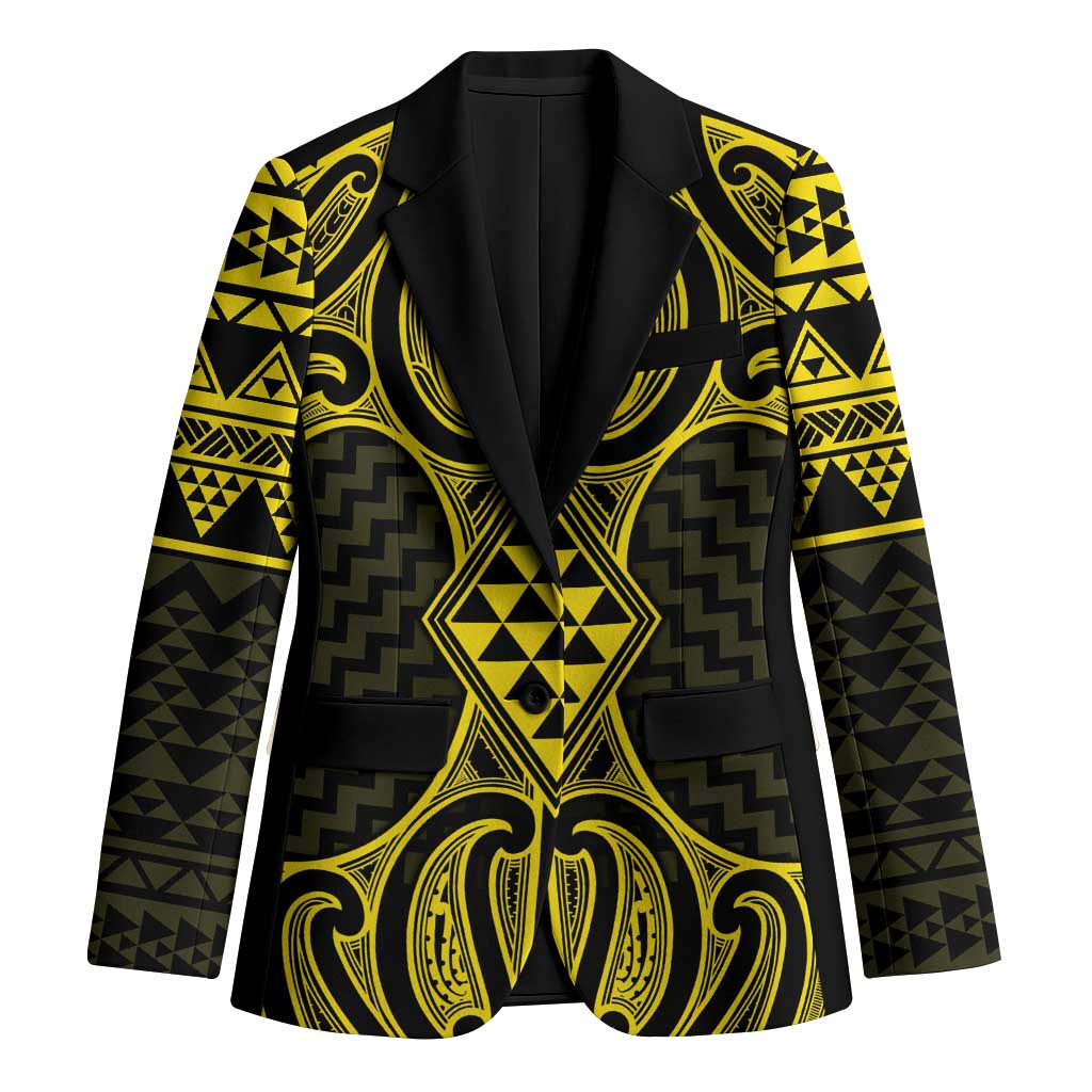 Mahi-dawg Maori Ta Moko Poutama Art Blazer LT9 Unisex Yellow - Polynesian Pride