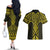 Mahi-dawg Maori Ta Moko Poutama Art Couples Matching Off The Shoulder Long Sleeve Dress and Hawaiian Shirt