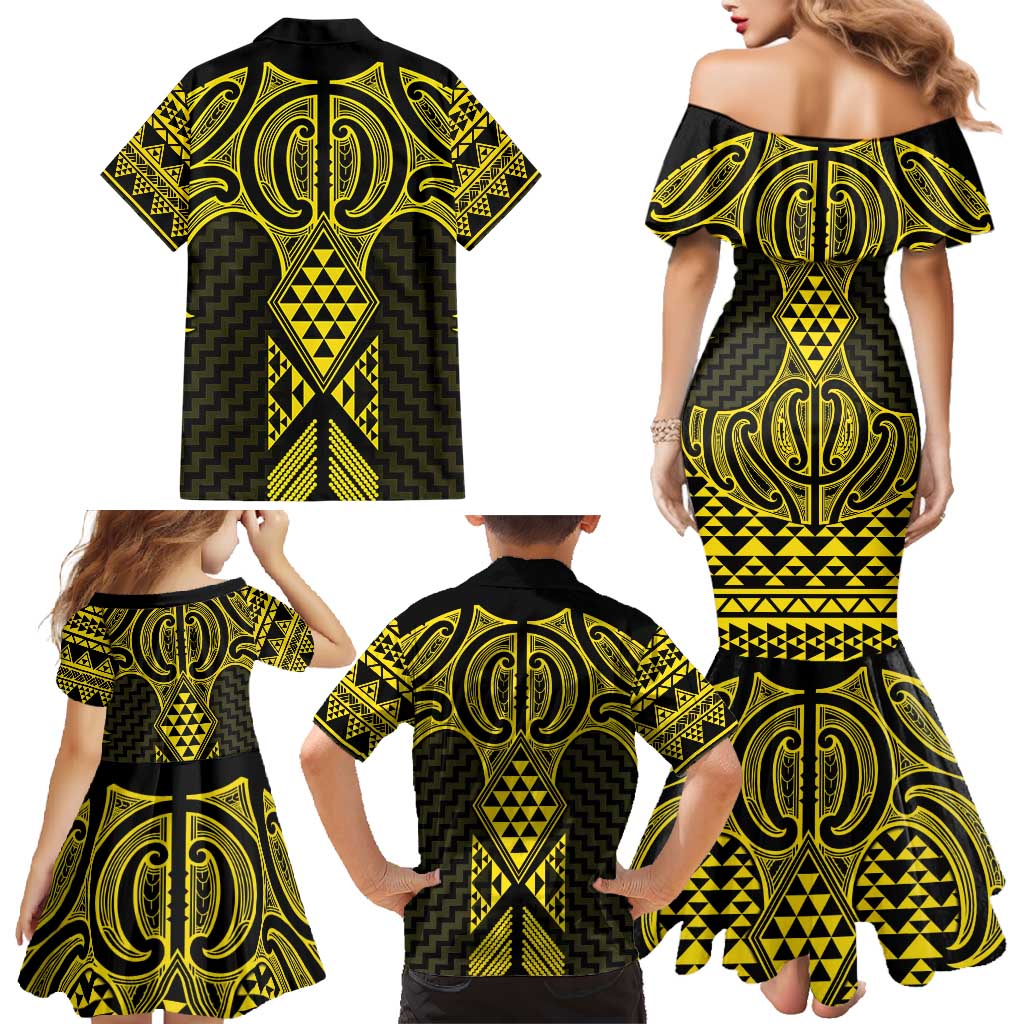 Mahi-dawg Maori Ta Moko Poutama Art Family Matching Mermaid Dress and Hawaiian Shirt LT9 - Polynesian Pride