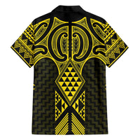 Mahi-dawg Maori Ta Moko Poutama Art Family Matching Off The Shoulder Long Sleeve Dress and Hawaiian Shirt