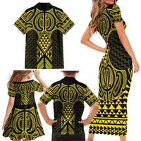 Mahi-dawg Maori Ta Moko Poutama Art Family Matching Short Sleeve Bodycon Dress and Hawaiian Shirt LT9 - Polynesian Pride