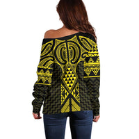 Mahi-dawg Maori Ta Moko Poutama Art Off Shoulder Sweater