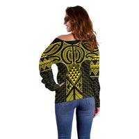 Mahi-dawg Maori Ta Moko Poutama Art Off Shoulder Sweater