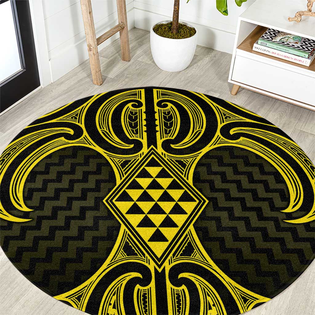 Mahi-dawg Maori Ta Moko Poutama Art Round Carpet
